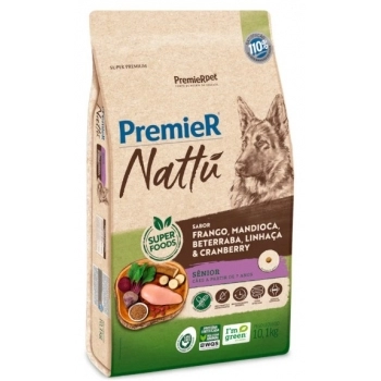 Ração Premier Nattu para Cães Sênior Sabor Mandioca 10,1kg