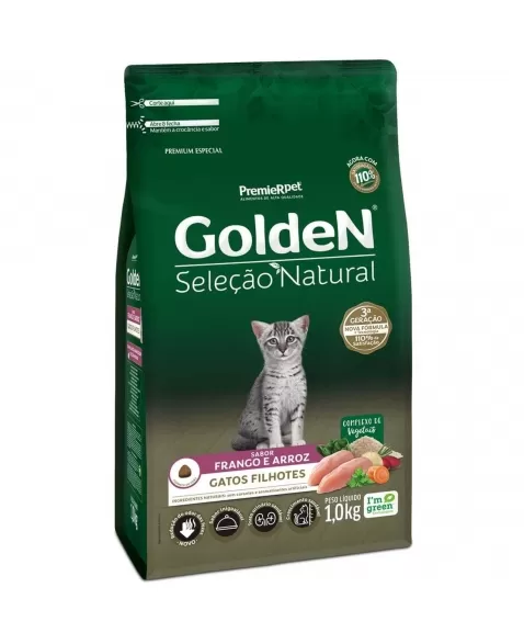 Ração Golden Seleção Natural Gatos Filhotes Frango & Arroz 1kg