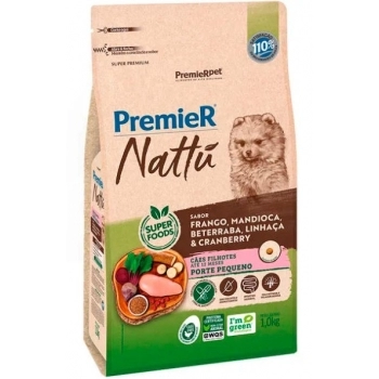 Ração Premier Nattu para Cães Filhotes de Porte Pequeno Sabor Mandioca 1kg