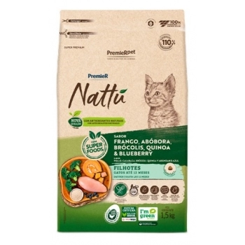 Ração Premier Nattu para Gatos Filhotes Frango com Abóbora 1,5kg
