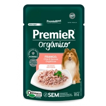 Ração Úmida Premier Gourmet Orgânico para Cães Adultos de Porte Pequeno Frango 85g Kit com 20 Unidades