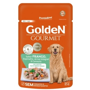 Ração Úmida Golden Gourmet para Cães Adultos de Médio e Grande Porte Frango 85g Kit com 20 unidades