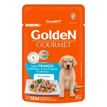 Ração Úmida Golden Gourmet para Cães Filhotes Frango 85g Kit com 20 Unidades