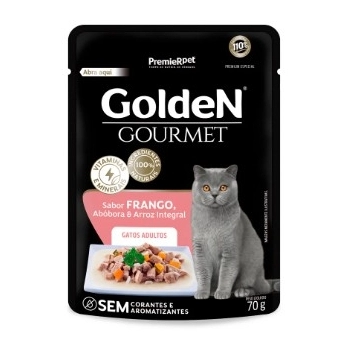 Ração Úmida Golden Gourmet para Gatos Adultos Frango 70g Kit com 20 Unidades