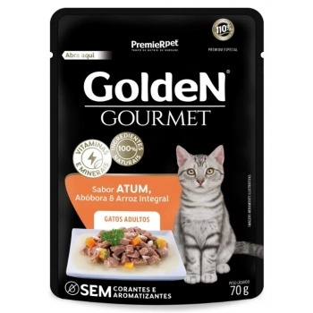 Ração Úmida Golden Gourmet para Gatos Adultos Atum 70g Kit com 20 Unidades