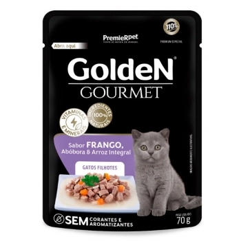 Ração Úmida Golden Gourmet Frango para Gatos Filhotes 70g Kit com 20 Unidades