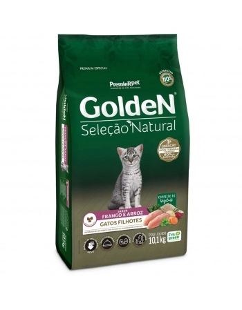 Ração Golden Seleção Natural para Gatos Filhotes Sabor Frango e Arroz 10,1kg