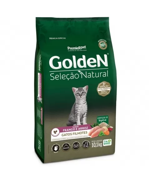 Ração Golden Seleção Natural Gatos Filhotes Frango & Arroz 10,1kg