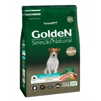 Ração Golden Seleção Natural Frango para Cães Adultos Porte Pequeno 3kg