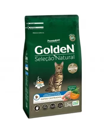 Ração Golden Seleção Natural Gatos Adultos Castrados Abóbora 1kg