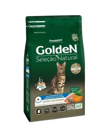 Ração Golden Seleção Natural Gatos Adultos Castrados Abóbora 3kg