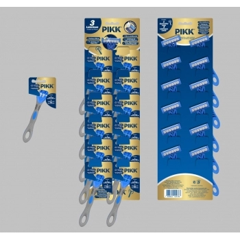 Pikk Shaver 3 Lâminas Inox Azul com Fita Lubrificante 72x12