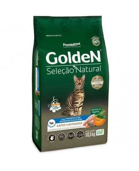 Ração Golden Seleção Natural Gatos Adultos Castrados Abóbora 10,1kg