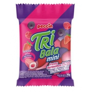 Bala Tribala Mini Frutas Vermelhas Peccin 30g Display com 12 Pacotes