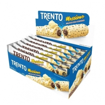 Chocolate Trento Massimo Branco com Cookies Peccin 25g Display com 15 Unidades