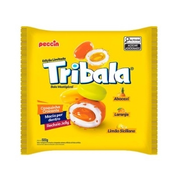 Bala Tribala Sortida Amarela Peccin 500g Pacote com 10 Unidades