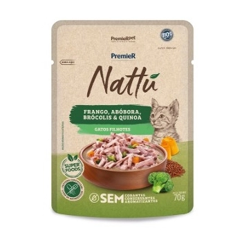 PREMIER GOURMET NATTU GATOS FILH FRANGO, ABÓBORA, BRÓCOLIS E QUINOA 70G