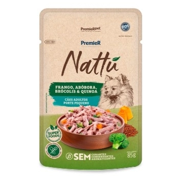 Ração Úmida Premier Gourmet Nattu Cães Adultos de Pequeno Porte Frango, Abóbora, Brócolis e Quinoa 85g