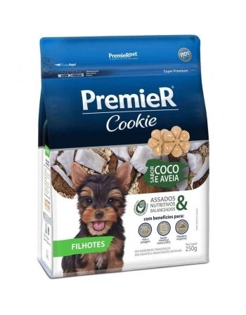 Cookie Premier para Cães Filhotes Sabor Coco e Aveia 250g