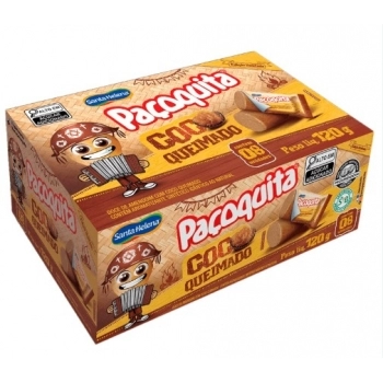 Paçoca Paçoquita Rolha Coco Queimado Santa Helena 120g Caixa com 12 Unidades
