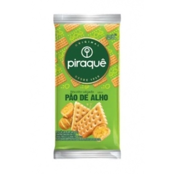 Biscoito Piraquê Salgadinho Sabor Pão de Alho 138g Caixa com 36 Unidades