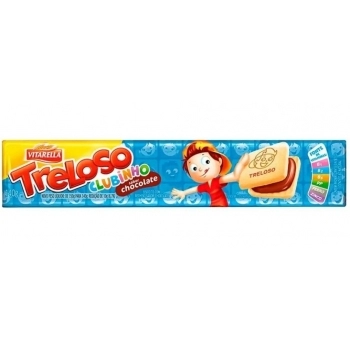 Biscoito Vitarella Treloso Clubinho Recheado Quadrado Chocolate 130g Caixa com 30 Unidades