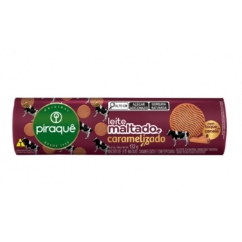 Biscoito Piraquê Leite Maltado Caramelizado 132g Caixa com 50 Unidades