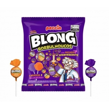 Pirulito Blong Efervescente Peccin 672g Pacote com 12 Unidades