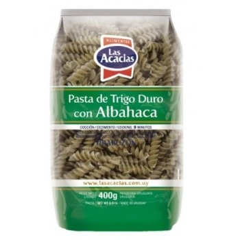 Macarrão Las Acacias Massa de Grano Duro com Manjericão Fusilli 400g Caixa com 12 Unidades