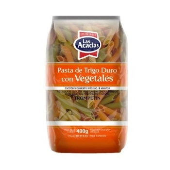 Macarrão Las Acacias Massa de Grano Duro com Vegetais Fusilli 400g Caixa com 12 Unidades