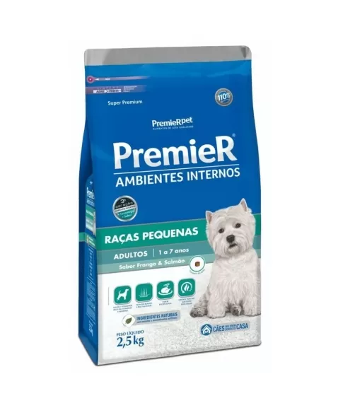 Ração Premier Ambientes Internos Cães Adultos Frango 2,5kg