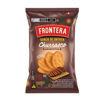 Snack de Batata Frontera Latinex Sabor Churrasco 60g Display com 20 Unidades