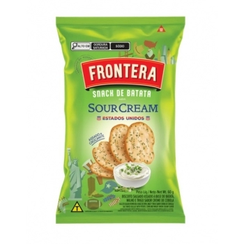 Snack de Batata Frontera Latinex Sabor Sour Cream 60g Display com 20 Unidades