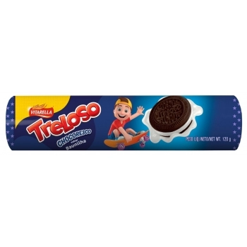 Biscoito Recheado Treloso Chocoresco Baunilha Vitarella 120g Caixa com 36 Unidades