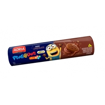 Biscoito Recheado Plugados Chocolate Adria 120g Caixa com 36 Unidades