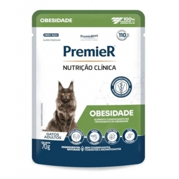 Ração Úmida Premier Nutrição Clínica Gatos Obesidade Sachê 70g Caixa com 20 Unidades