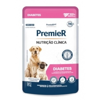 Ração Úmida Premier Nutrição Clínica Cães Diabetes 85g Caixa com 20 Unidades