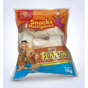 Osso Nó Natural 7"–8" para Cães Pet Works The Flintstones 1kg Pacote com 6 Unidades