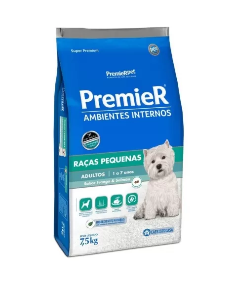 Ração Premier Ambientes Internos Cães Adultos Frango 7,5kg