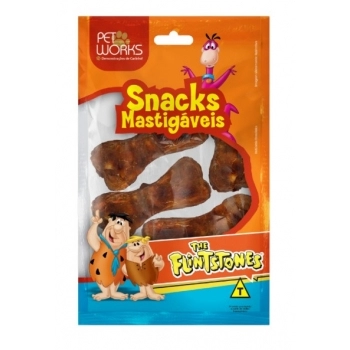 Osso Prensado Nº 2 Aroma Bacon Pet Works The Flintstones para Cães Pacote com 4 Unidades