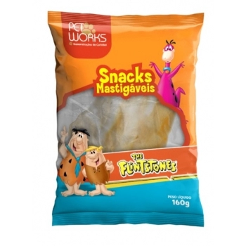 Orelha Bovina Natural Pet Works The Flintstones para Cães 160g Kit com 12 Unidades