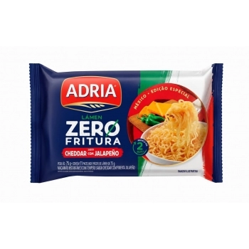 Lámen Adria Zero Fritura Sabor Cheddar com Jalapeño 75g Caixa com 50 Unidades
