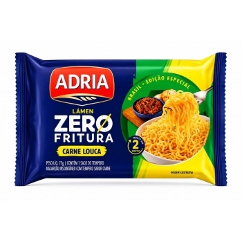 Lámen Adria Zero Fritura Sabor Carne Louca 75g Caixa com 50 Unidades