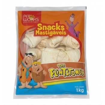 Osso Nó Natural 5"–6" para Cães Pet Works The Flintstones 1kg Pacote com 6 Unidades