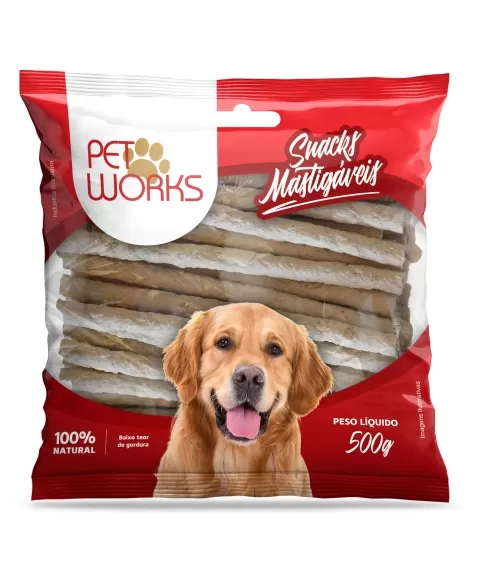 Petisco Pet Works Palitos Rígidos Naturais Cães 8mm 500g