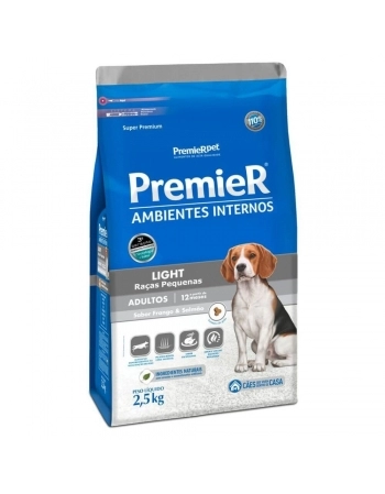 Ração Premier Ambientes Internos Light para Cães Adultos Sabor Frango 2,5kg