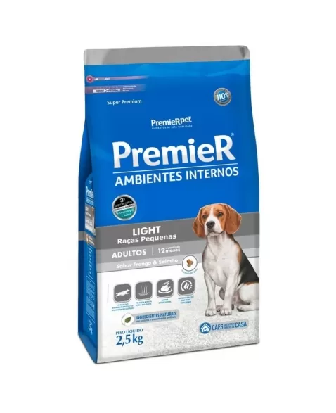 Ração Premier Ambientes Internos Cães Adultos Light Frango 2,5kg