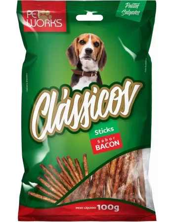 Petisco Pet Works Clássicos Sticks Sabor Bacon 100g