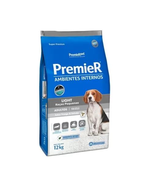 Ração Premier Ambientes Internos Cães Adultos Light Frango 12kg