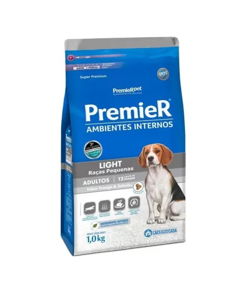 Ração Premier Ambientes Internos Cães Adultos Light Frango 1kg